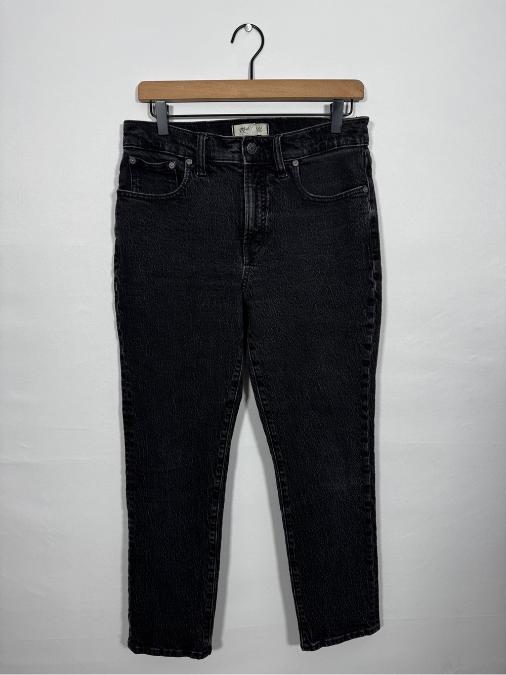 WJ358 {Madewell} "Mid Rise Perfect Vintage Jeans" Black Straight Denim